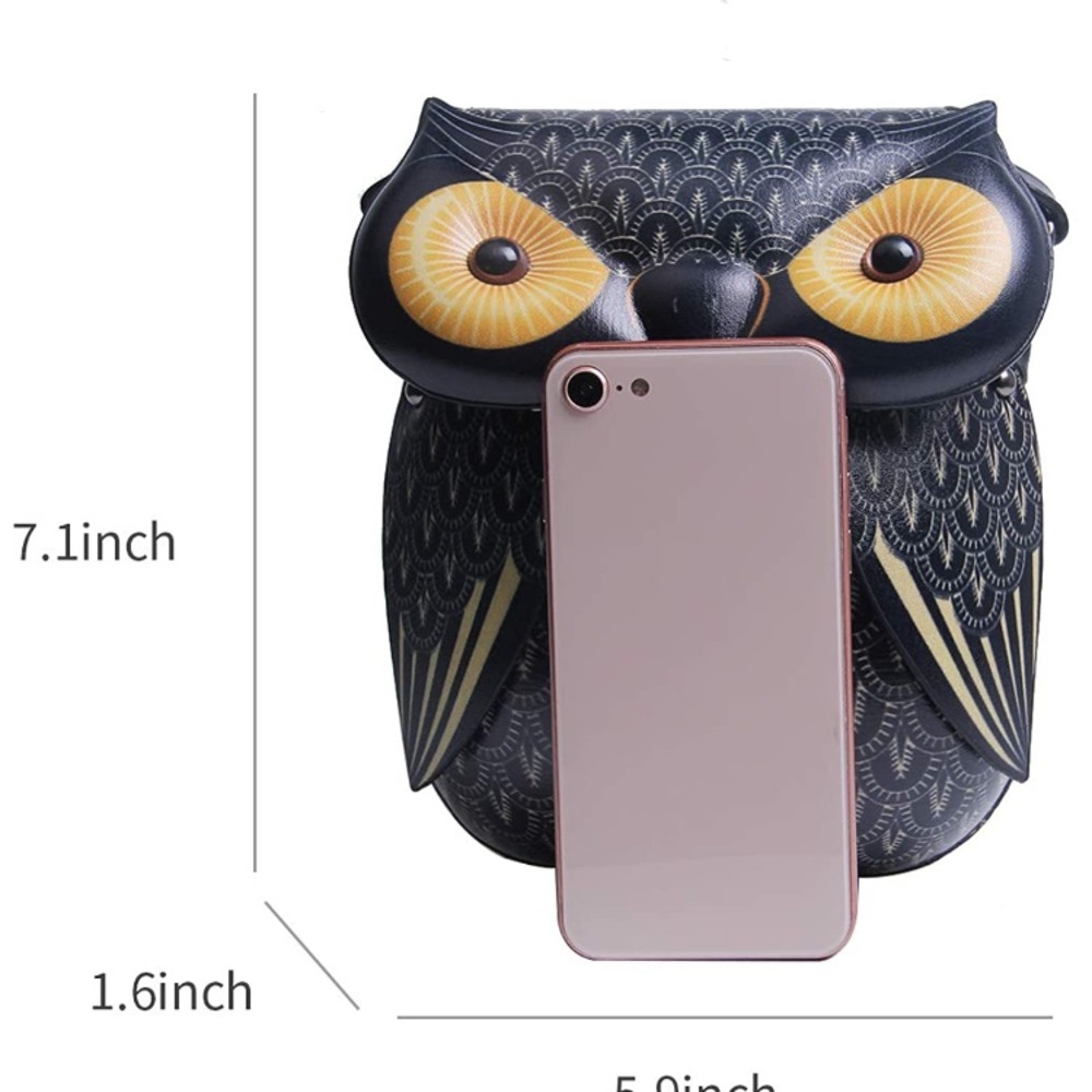 Cute Owl Crossbody Bag Black - Picture 4 of 7